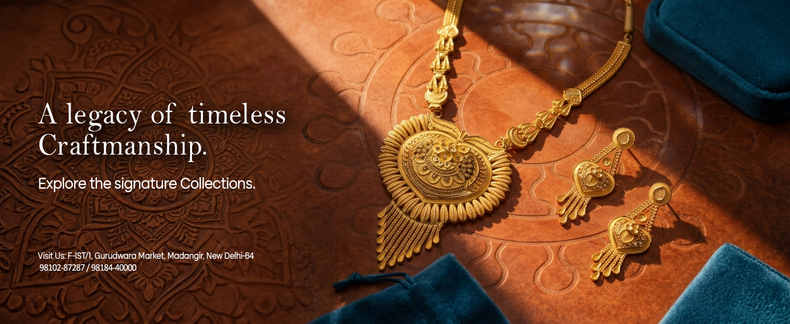 Traditional gold jewellery collection at Prabhu Dayal & Sons Jewellers in Madangir Delhi
